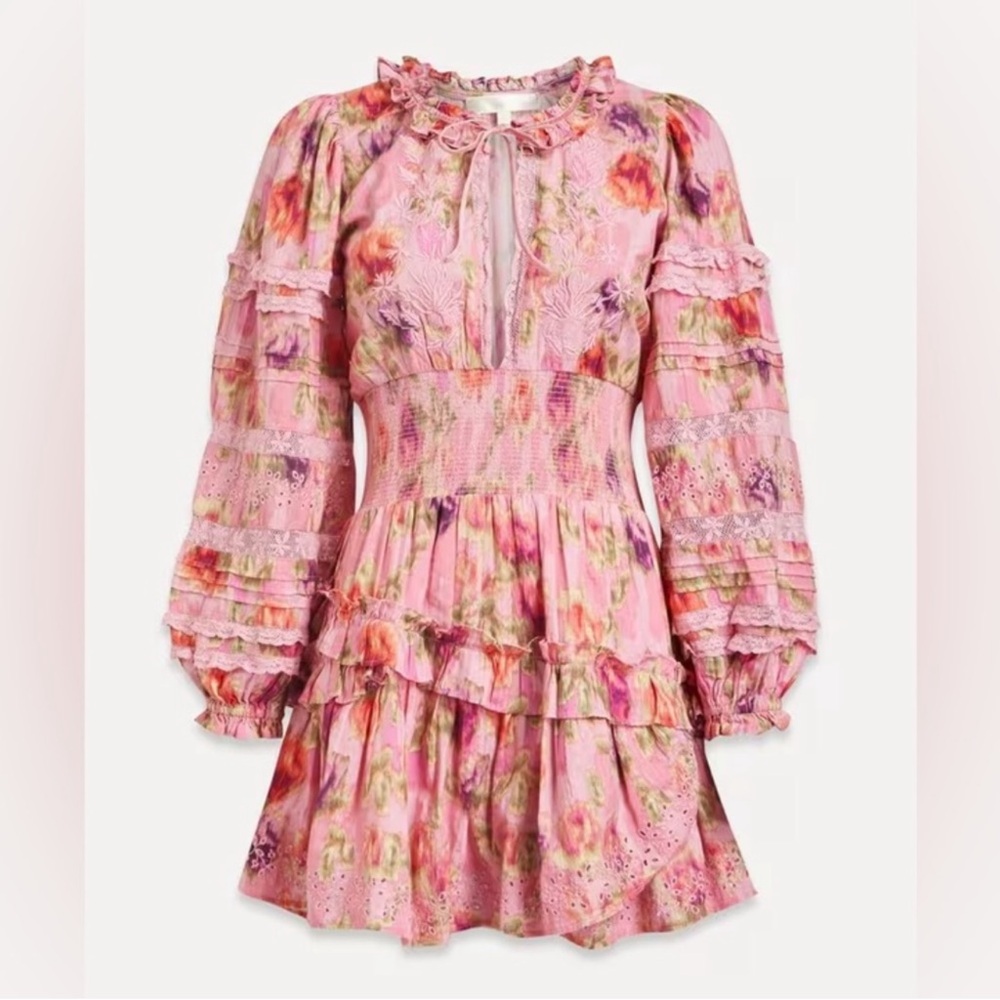 LoveShackFancy Pink Floral Mini Dress - Picture 3 of 16